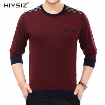 

HIYSIZ New Sweater Men 2019 O-Neck Long Sleeves Autumn Winter Solid Pocket Streetwear Fashion Style Brand Knit Pullover SW059
