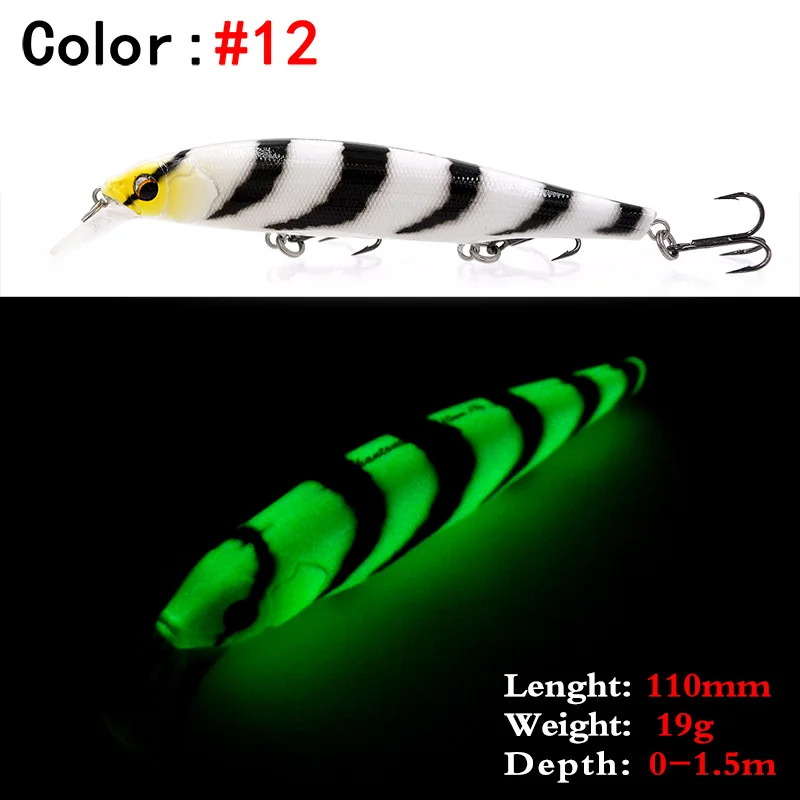 Новая приманка TH110 suspension Minnow 110 мм 19 г Джеркбейт качающийся, искусственный рыболовный Приманка для морской окуня форели окуня Щука приманка для рыбы суспендер воблер - Цвет: Color 12