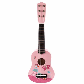

21 Inch Kids Ukulele Musical Instruments Educational Toy Cute Cartoon 6 String Mini Wooden Guitar for Boys Girls Gifts