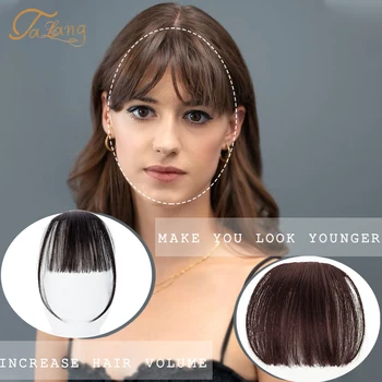 

TALANG Natural Straight Clip in Hair Extensions Women Synthetic Hair Bangs High Temperature Fiber Dark Brown/Black False Hair