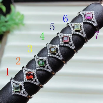 

new fashion natural tourmaline gemstone ring for women silver ring colorful stone real 925 silver star sign lucky birthstone