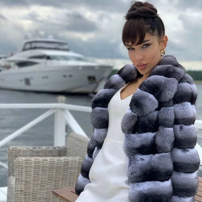 

Новое поступление от FURSARCAR, искусственная шиншилка, жакет из искусственной кожи, облегающее женское модное пальто