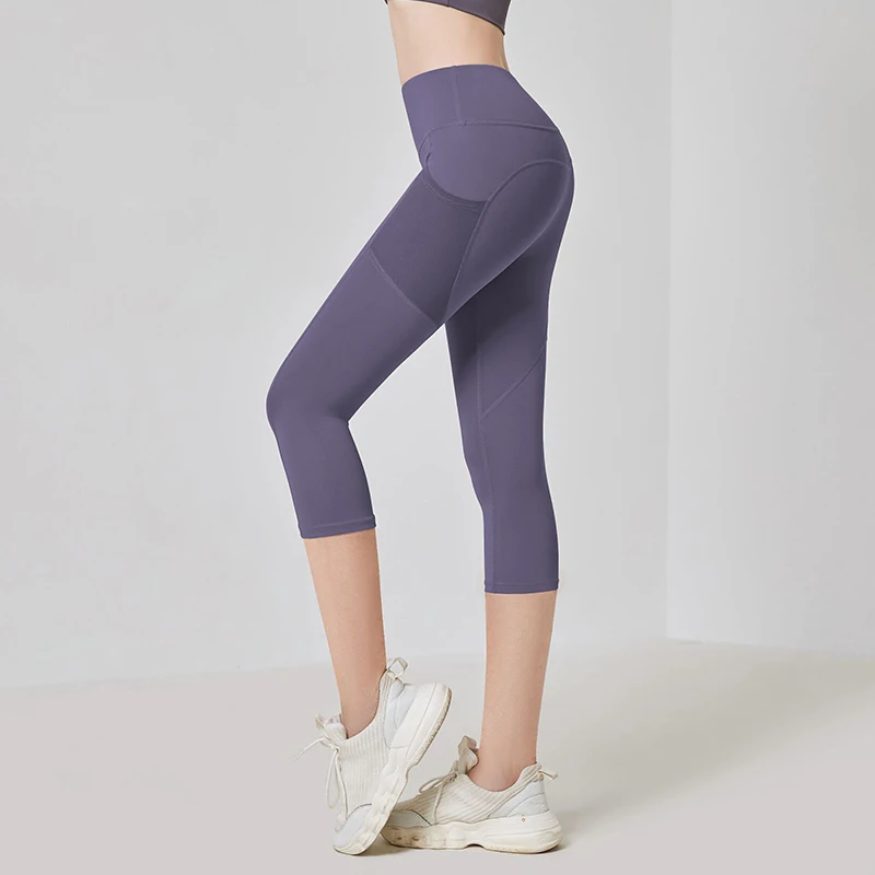 Women Pockets Cropped Yoga Pants Hip Lifting Sports Tights Gym