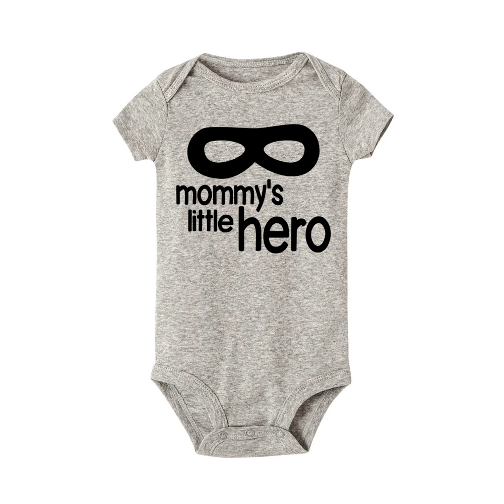 Летние шорты с длинными рукавами детский комбинезон «Mommy's Little Hero с принтом букв комбинезон Одежда для новорожденных Детские костюмы