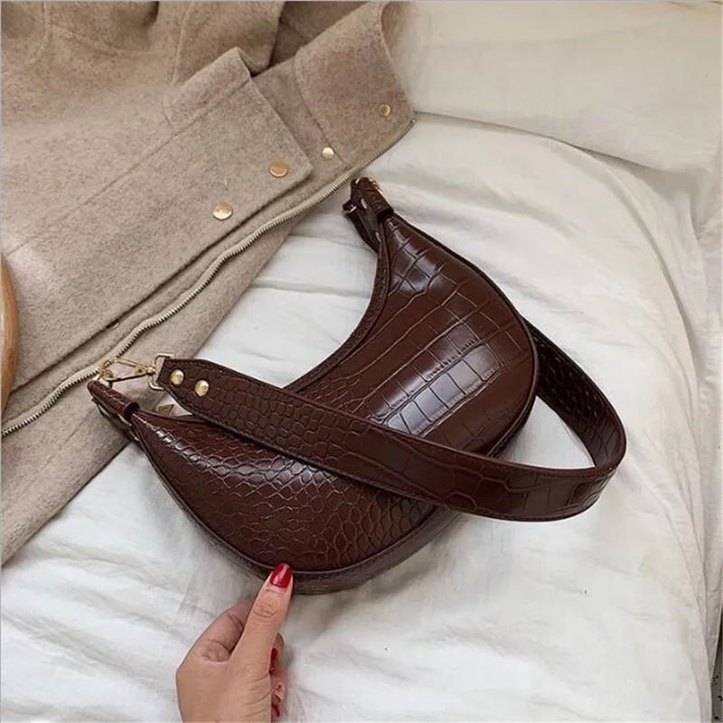 Сумки через плечо для женщин Новая мода PU Bolsa Feminina с крокодиловым узором через плечо маленькая сумка Хобо Сумка пельменья