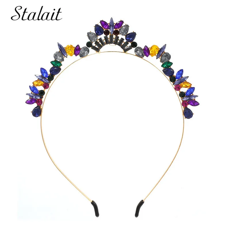 

Trendy Geometric Crystal Hairband Crown Shape Gold Bridal Plant Hair Clips For Girl Women Wedding Jewelry