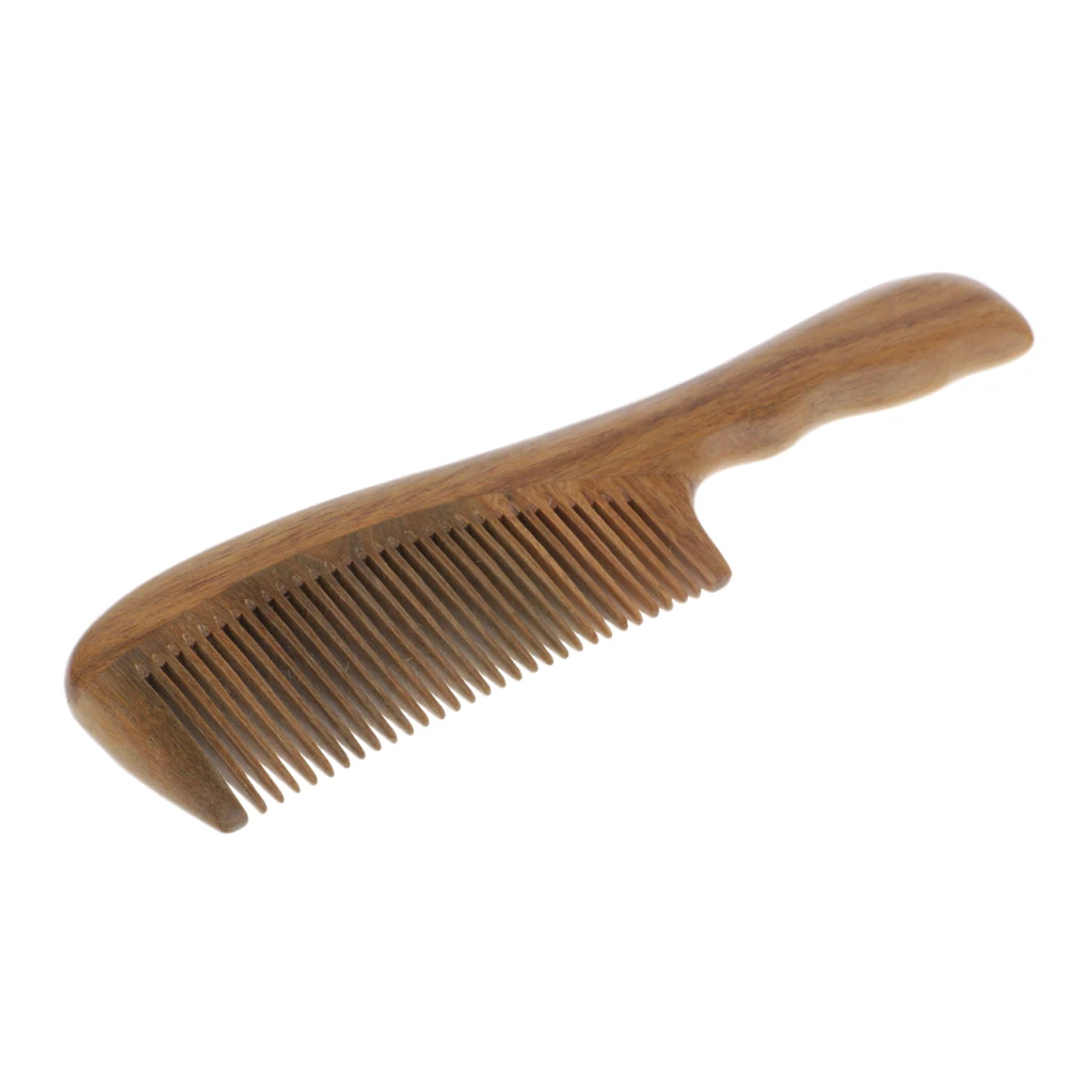 Natural Sandalwood Durable Wooden Comb Wide/Fine Toothed Detangling Hair Comb for Thick Curly Hair 7.7`