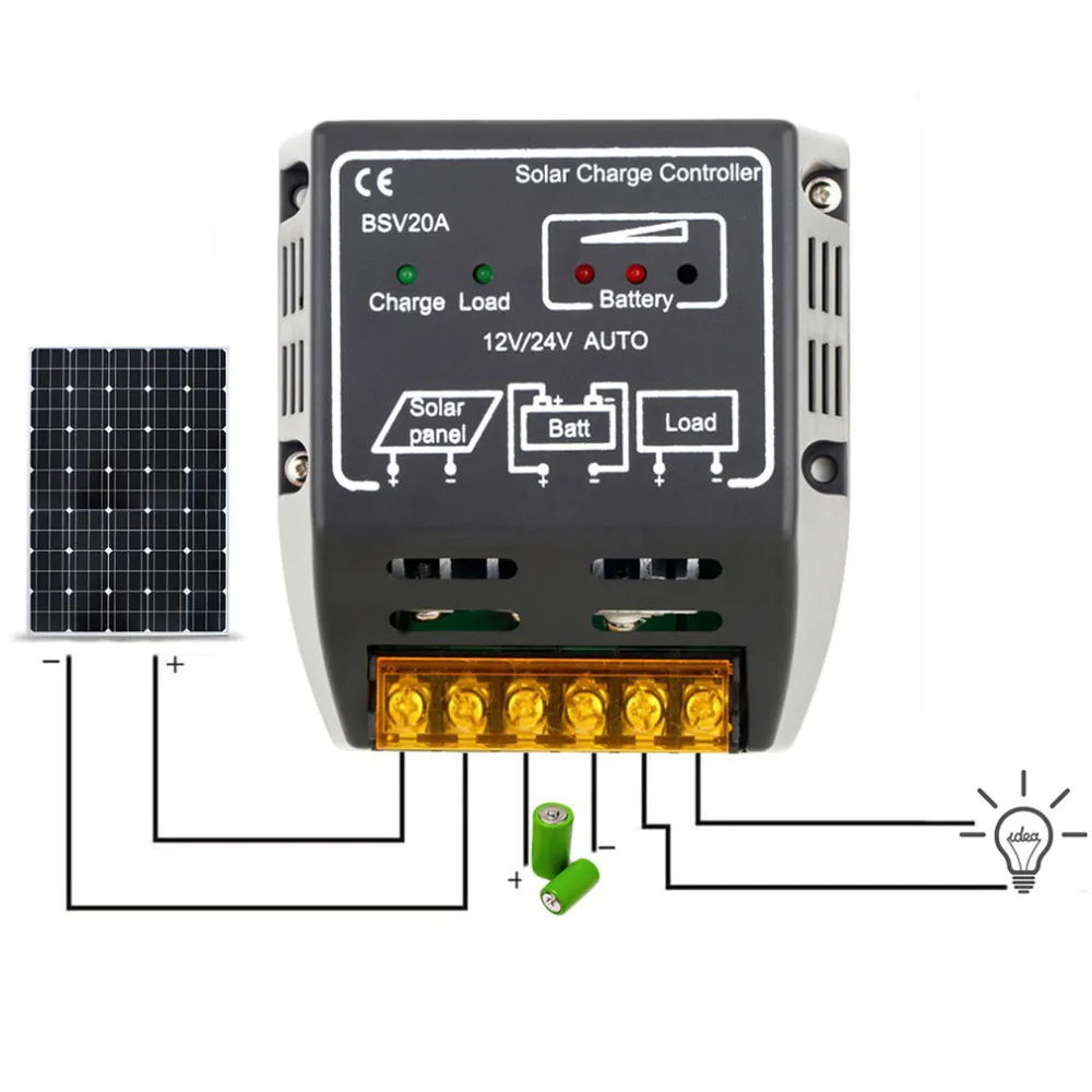 

20A 12V/24V Solar Panel Charge Controller Battery Regulator Safe Protecting Solar Regulator For Solar Panel System Use Hot