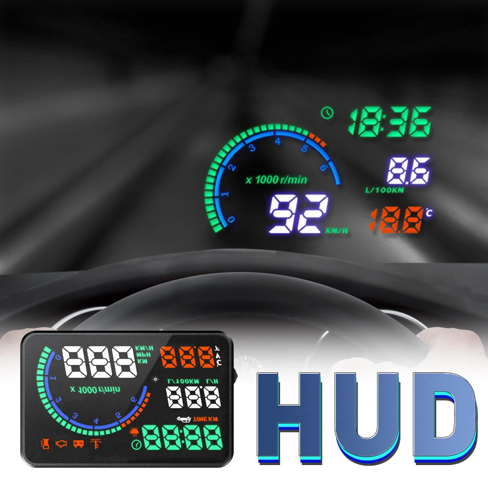 Автомобильные головки дисплей цвет I9 5,5 дюймов Hu Led лобовое стекло проектор Obd2 сканер Предупреждение расход топлива данные