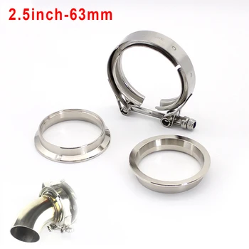 

304 Stainless Steel V-Band Flange & Clamp Kit Of Turbo Exhaust Downpipes For Most Pipeline/ Automobile Exhaust Pipe Modification