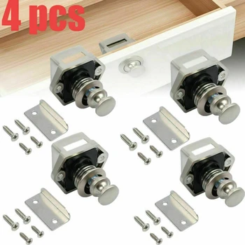 

4 Pcs Motorhome Car Push Lock RV Caravan Boat Motor Home Cabinet Drawer Latch Knob Locks for Furniture Hardware