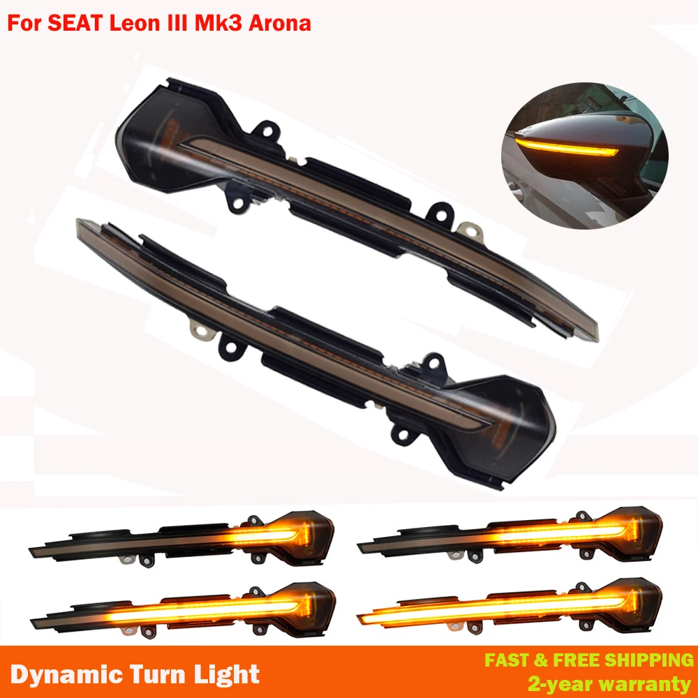 

Светодиодный динамический поворотник, последовательный зеркальный светильник вой индикатор для SEAT Leon III Mk3 5F 13-18 Ibiza KJ Mk5 V Arona, 2 шт.