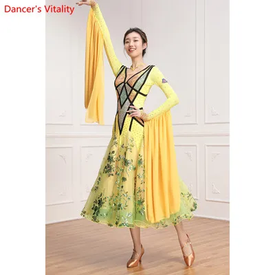Only Dress as Photo Современный танцевальный костюм для гонок и выступлений, высококачественное блестящее платье со стразами, вальс, бальный национальный стандарт, джазовая танцевальная одежда - Цвет: Only Dress as Photo