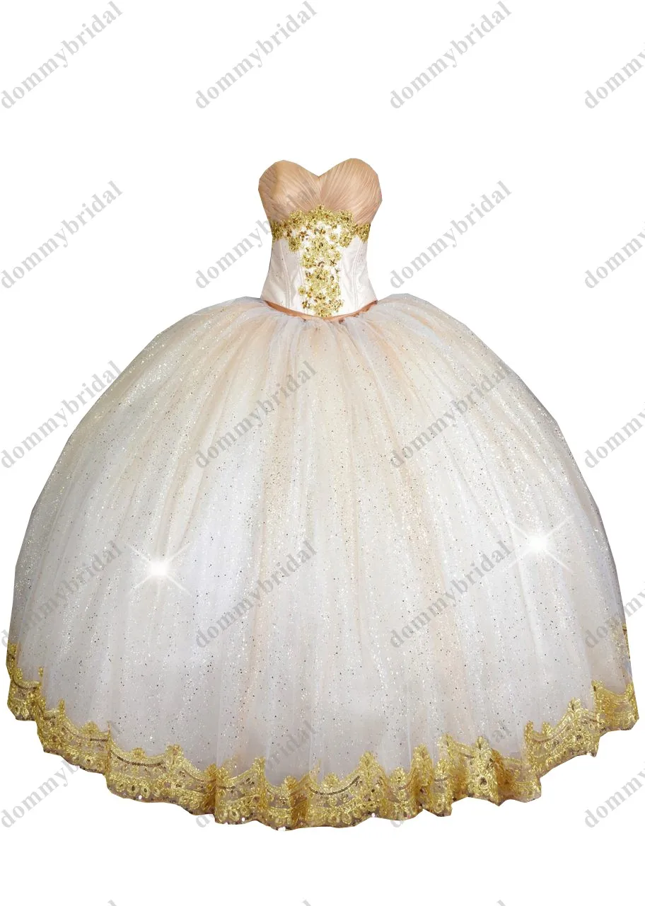 

Классическое бальное платье цвета белого и шампанского, милое платье Quinceanera, стандартное золотистое фатиновое платье