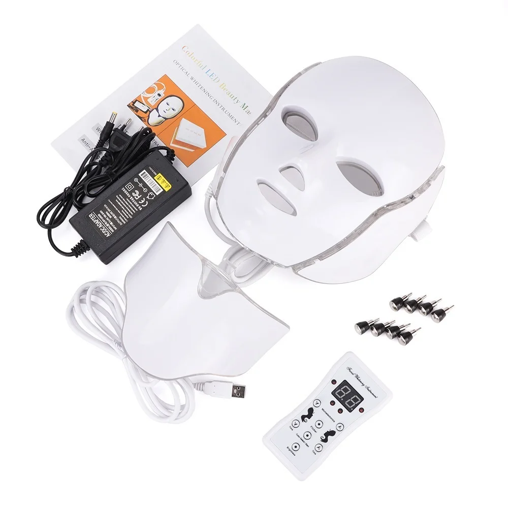  7 Colors Light LED Facial Mask With Neck Skin Rejuvenation Face Care Treatment Beauty Anti Acne The