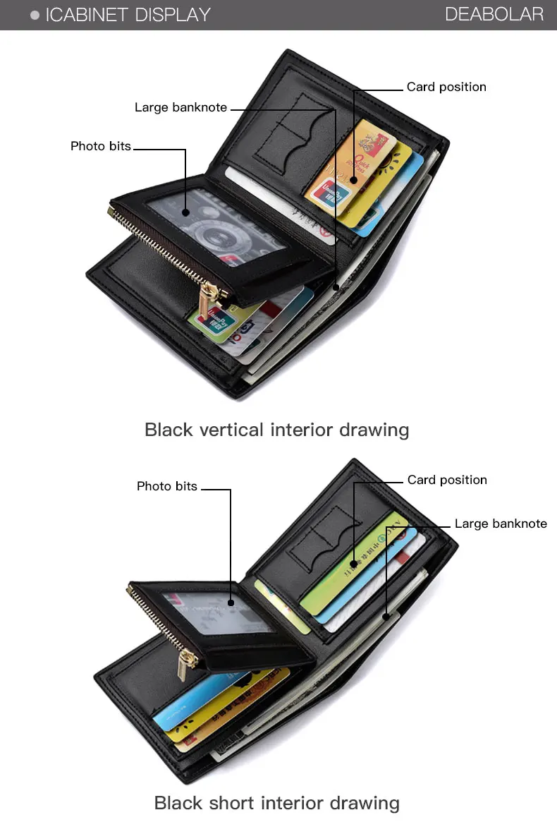 DEABOLAR высокое качество Для Мужчин's Бизнес кошелек мужской короткий из мягкой кожи Роскошные женские кошельки кошелек на молнии с держатель для карт для Для мужчин лучший подарок