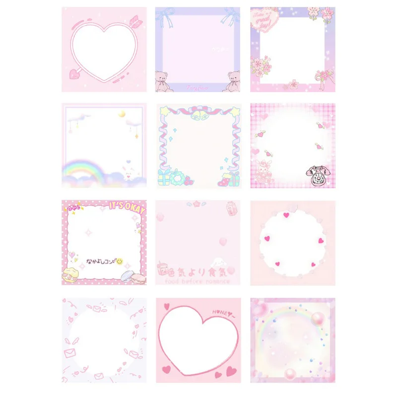 2 PCS 핑크 소녀 메모 패드 DIY Uncut 장식 스크랩북 편지지 일기 스티커 플래너 귀여운 레이블 여행 스티커