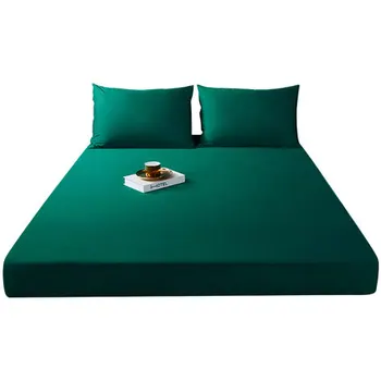 

Summer Ice Silk Bed Sheet Single Piece Urine-proof Breathable Protective Cover Solid Color Mattress Cover Waterproof Bedspread