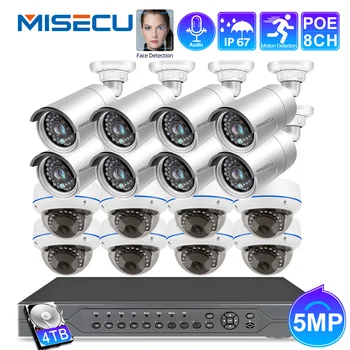 

MISECU16CH 5MP CCTV System NVR Kit Face Detection 5MP Super Outdoor Indoor Audio Security IP Camera POE Video Surveillance Set