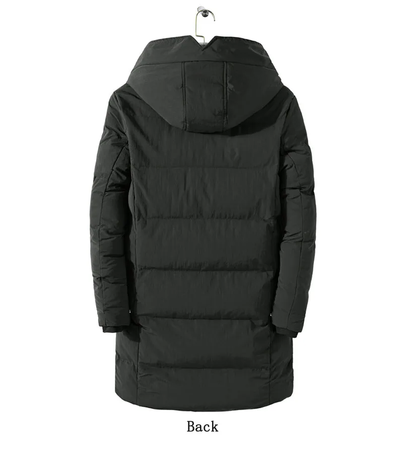 Winter men coat new style long down cotton-padded jacket student hooded fashion youth thick warm Windproof black Overcoat