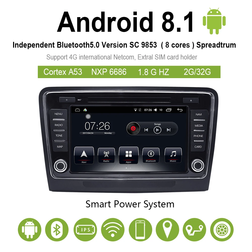 Автомобильный мультимедийный плеер 2 Din Android 8 1 DVD для Volkswagen Skoda superb 2009 2014 дюймов