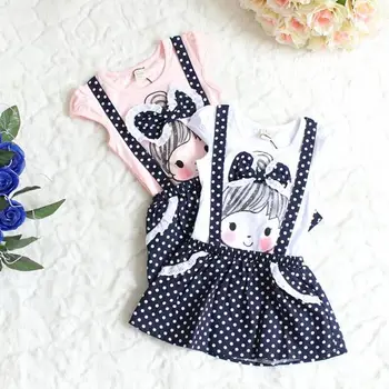

2020 Pink Polka Dot Bib Skirt for Girls New Cute Baby Girls Kid Polka Dot Summer Toddler Overalls Outfit Clothes Short Dress