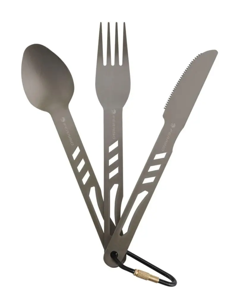 Ferrino Aluminium Hard Anodized Cutlery Set Camping Hiking Trekking Hunting Outdoor Eating Ration Knife Spoon Fork Ultra-light | Спорт и