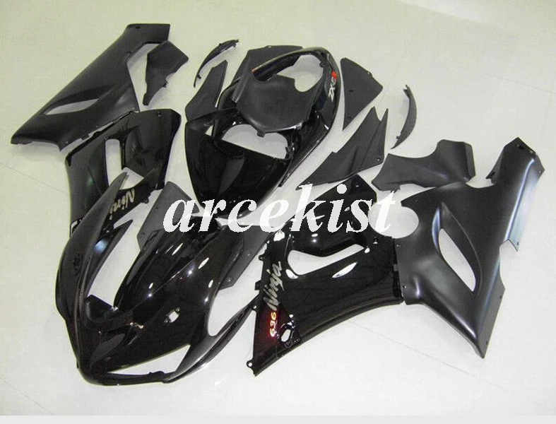 ABS мотоцикл обтекатели комплект подходит для kawasaki Ninja ZX6R 636 2005 2006 05 06 6R ZX-6R Кузов Набор на заказ drak синий - Цвет: black bright