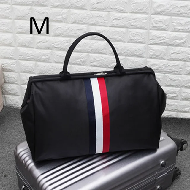 Women Overnight Weekend Fitness Bag Ladies Stripe Yaga Big Travel Bag Light Men Foldable Outdoor Bags Korean 2021 XA37WB Black red M