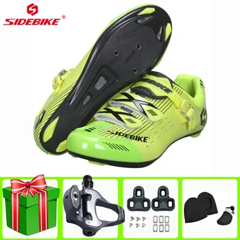 SIDEBIKE-zapatos de ciclismo de carretera para hombre y mujer, zapatillas deportivas de Spinning rápido, antideslizantes, transpirables, con autosujeción