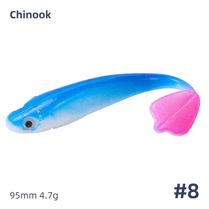 Chinook Soft Bait Lure 3D 90mm 5pcs Wobblers Silicone Fish Artificial Bait Fishing For Jig Head Texas Jigs Wacky Hooks