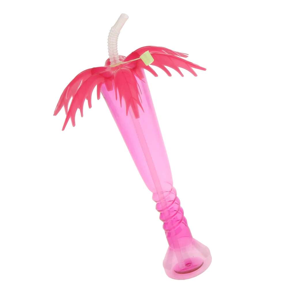 Tropical Coconut Palm Tree Yard Cup Hawaiian Beach Kids Party Cup Lid Straw Cap