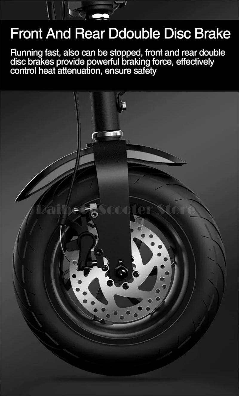 Daibot Electric Bicycle Scooter Two Wheel Electric Scooters 12 Inch 48V 350W Black Mini Portable Folding Electric Scooter Adults (8)