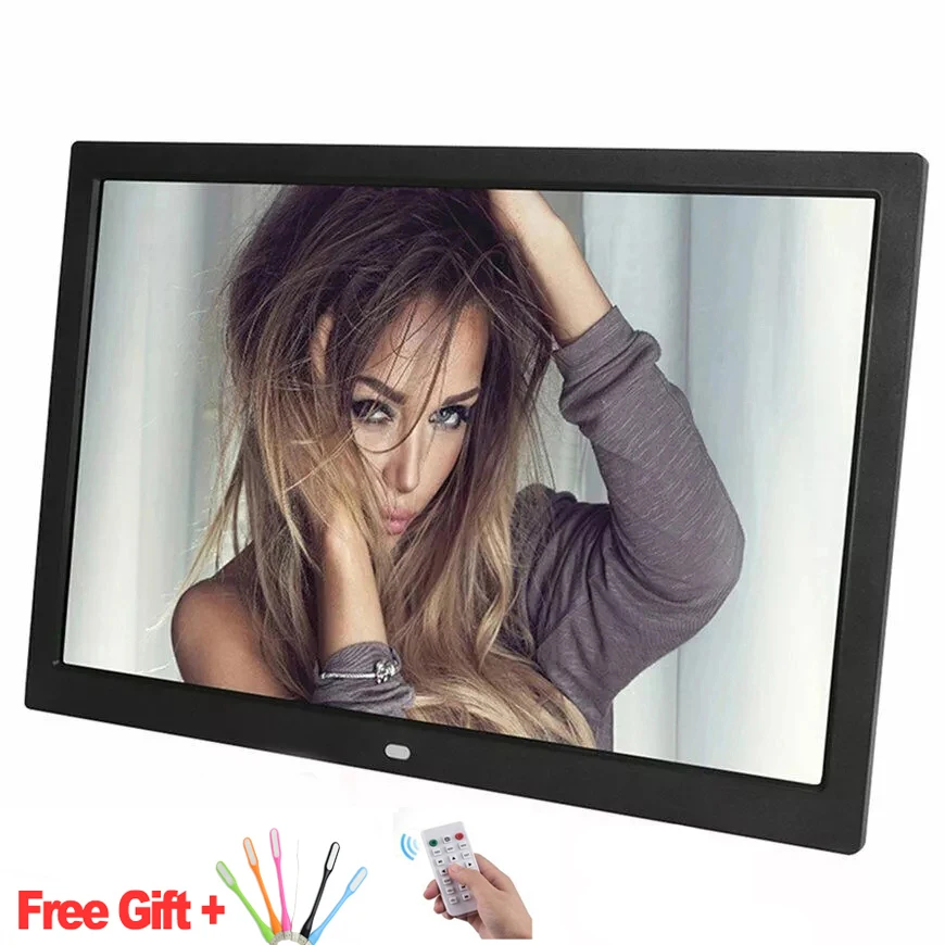 Free shipping 15 Inch 1280 x 800 / 16:9 LED Widescreen Suspensibility Digital Photo Frame with Holder& remote control
