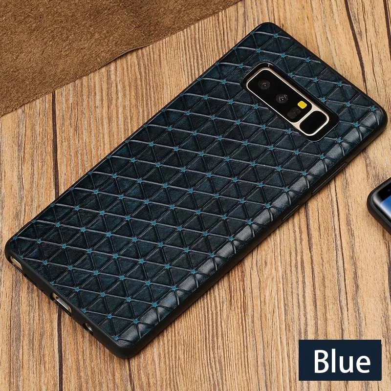 Воловья кожа чехол для samsung Galaxy S7 S8 S9 S10 плюс A20 A30 A50 A70 Треугольники текстура чехол для Note 8, 9, 10, A5 A7 A8 J5 J7 чехол - Цвет: Blue