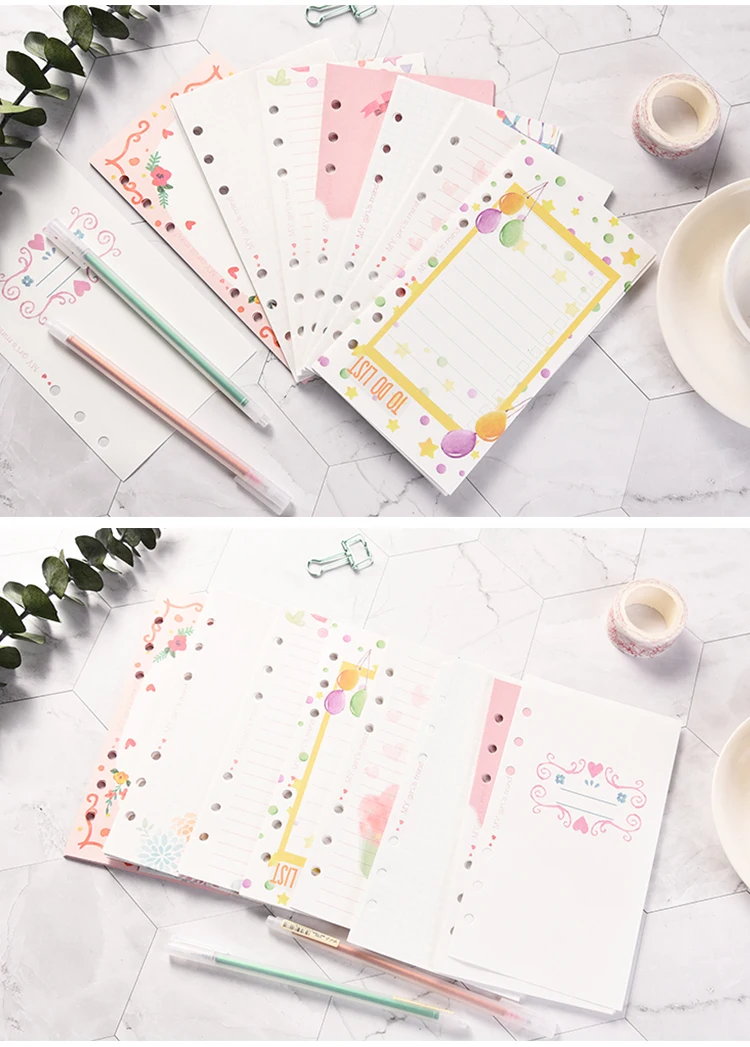 A5 A6 A7 рассыпчатый лист цветной My Girl Mind Refiller Papers набор, 6 отверстий блокнот Padfolio Diy аксессуар 101 листов/202 страниц