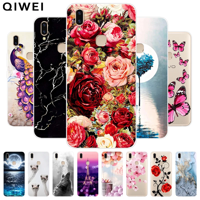 

For Vivo V9 Case Clear Flower Printed Soft TPU Phone Cases For Vivo Y85 Y 85 Case Cute Silicone Back Cover For Vivo V9 Youth V 9