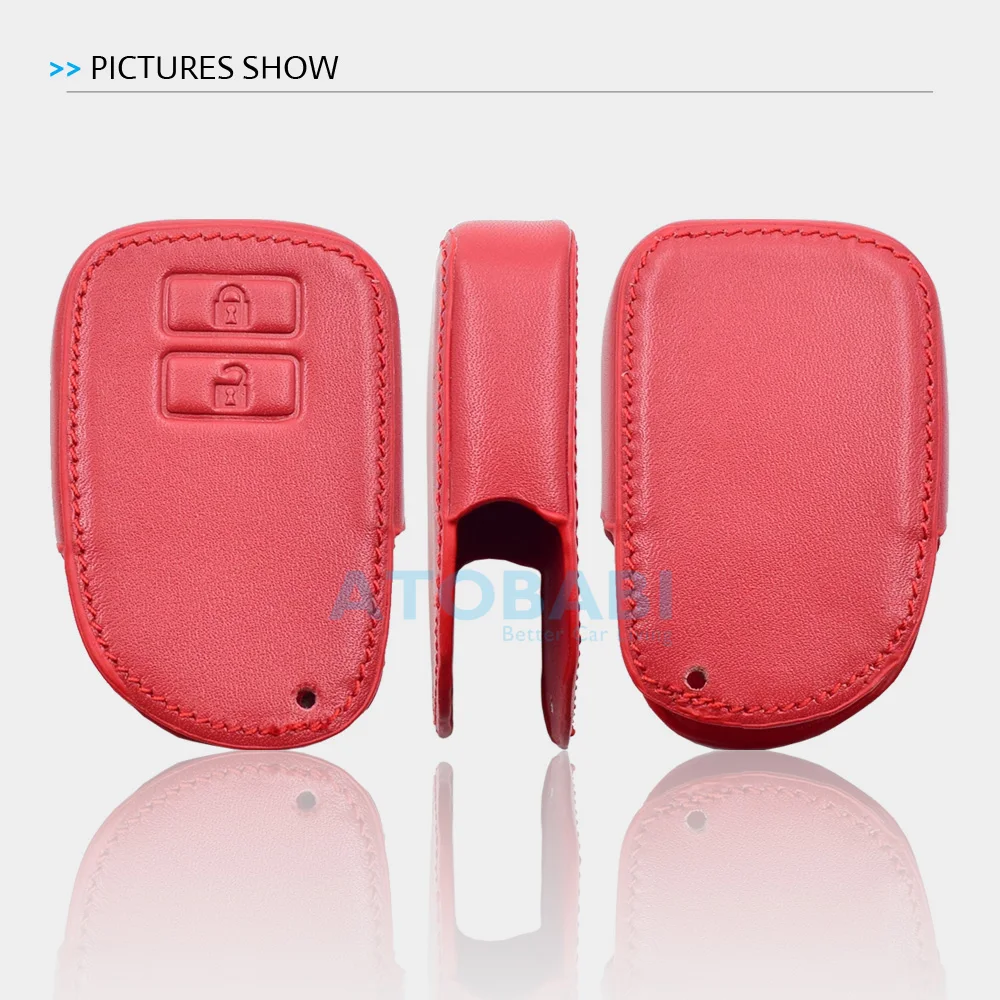 Кожаный чехол для ключей автомобиля для Toyota Prado Previa Vios Yaris Act-, 2 кнопки, умный пульт дистанционного управления, брелок для ключей, защитная крышка