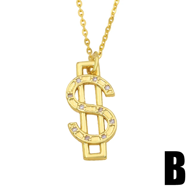 FLOLA Gold Chain Dollar Sign Necklace 