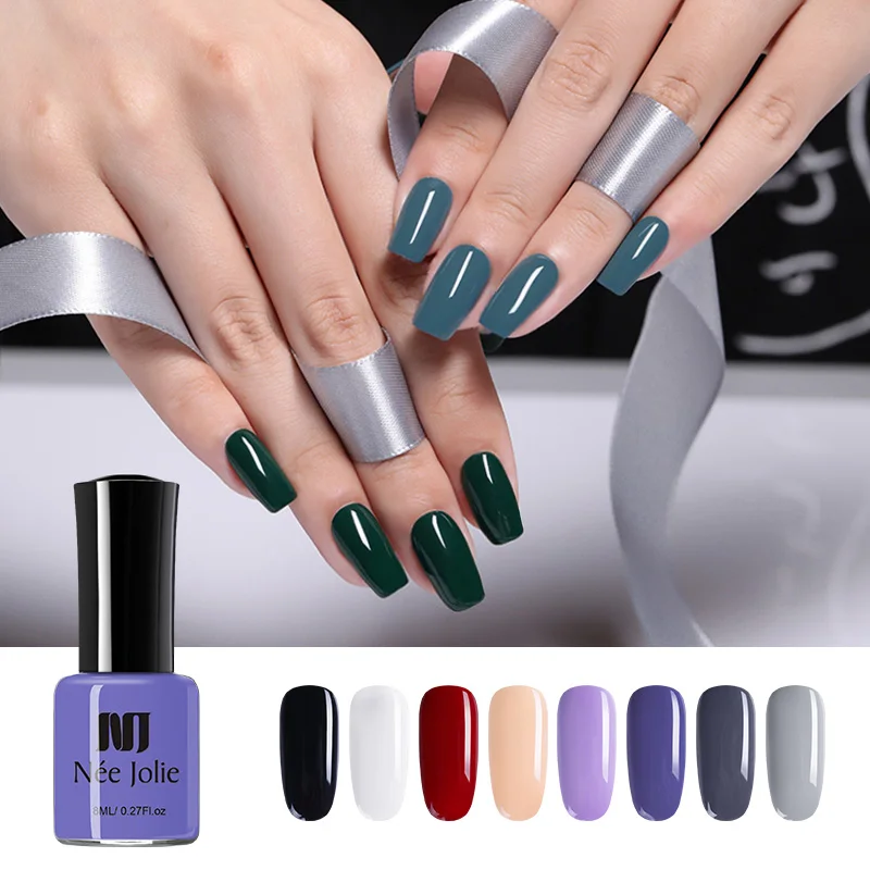 

NEE JOLIE 8ml Solid Color Nail Polish Colorful Green Red Purple Long Lasting Nail Art Varnish Beauty Nail Design 12 Colors
