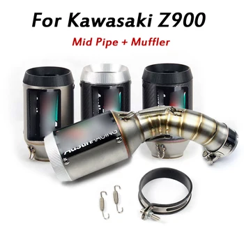 

For Kawasaki Z900 Exhaust Mid Link Pipe Escape Connecting Tube With 51mm Short Exhaust Tips Muffler Tail Pipe Slip On Motorcycle