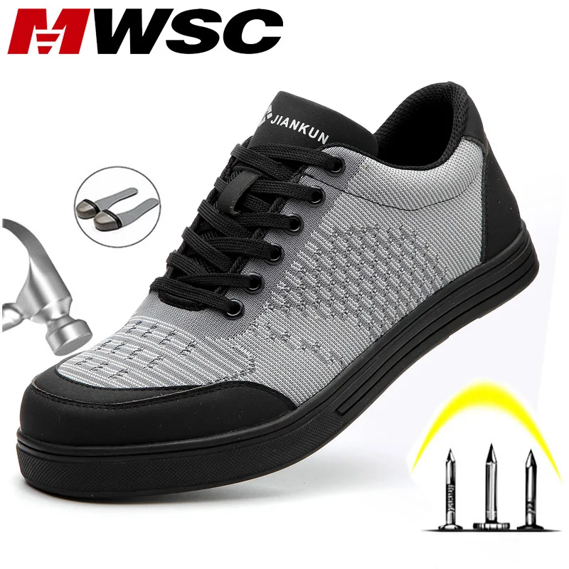 MWSC/защитная Рабочая обувь для мужчин, не разбивающиеся, со стальным носком, рабочие ботинки, уличные, безопасные, строительные защитные сапоги, большие размеры 48
