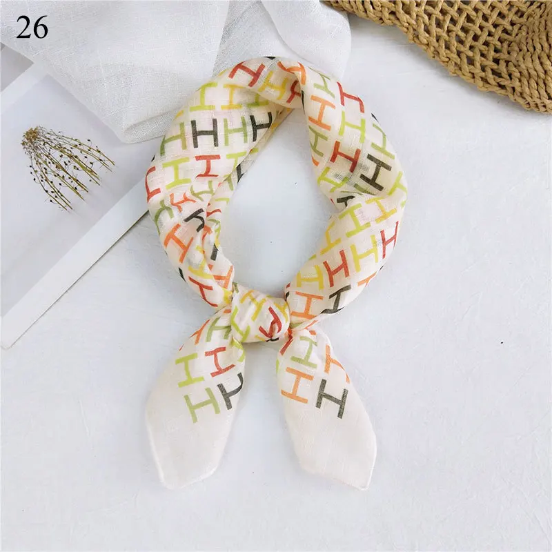 

2020 New Women Silk Scarf Square Foulard Lady's Neck Hair Scarves Design Printed Head Kerchief Fashion Girl Hair Scarfs