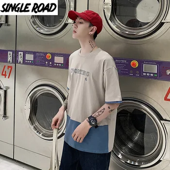 

SingleRoad Man's T-shirt Men 2020 Summer Patchwork Oversized Hip Hop Harajuku Tshirt Punk Print Japanese Streetwear T Shirt Men
