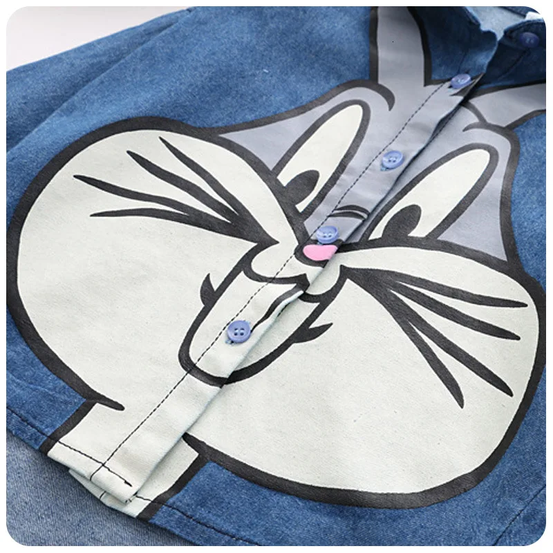 В году, новая весенне-Осенняя детская одежда для девочек Дети милый мультфильм кролик печати рубашка мод пальто рубашка дети мех пальто
