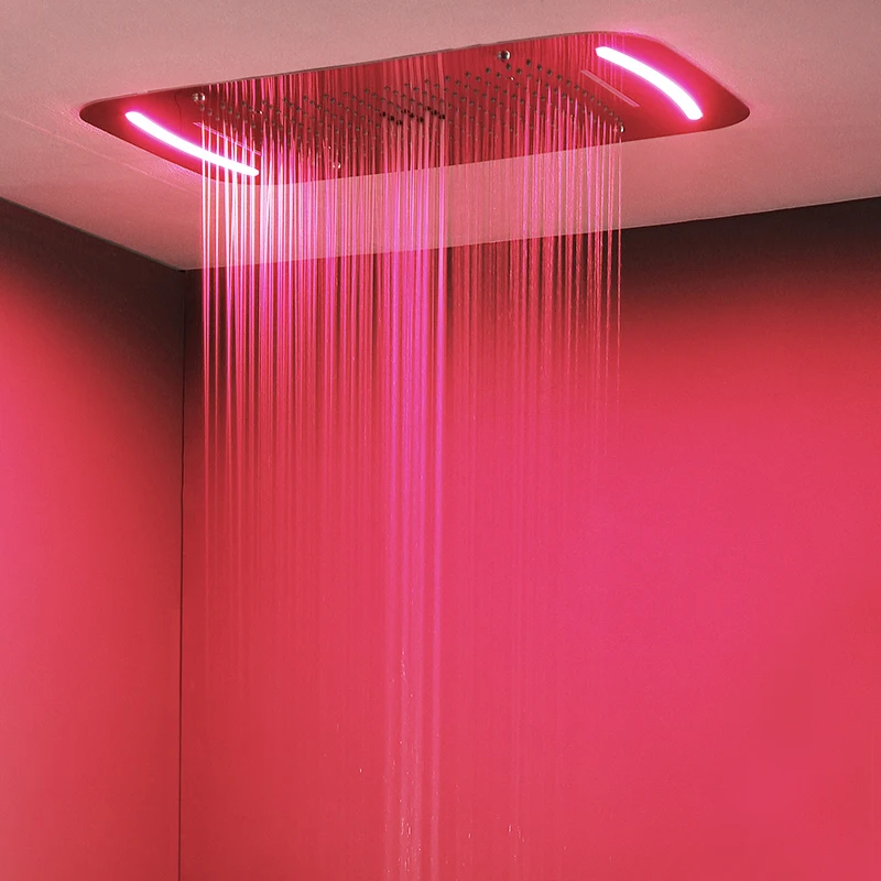 Soffione Doccia Misty Soffitto A Led Soffione Doccia Colorato Di Lusso 304sus 710x430mm Grande Bagno Soffione A Pioggia A Cascata Shower Heads Aliexpress Doccia Con Led Colorati
