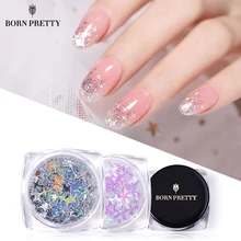 Born pretty, голографическая Звезда блестки AB красочные 3D украшения для дизайна ногтей Серебряный инструмент для дизайна ногтей DIY дизайн
