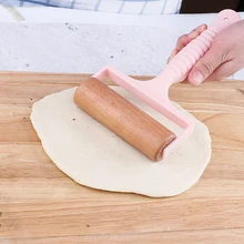 1 шт. Скалка из массива дерева ручной толчок с пластиковой ручкой ролик кухонный инструмент для помадки печенья тесто лай принадлежности