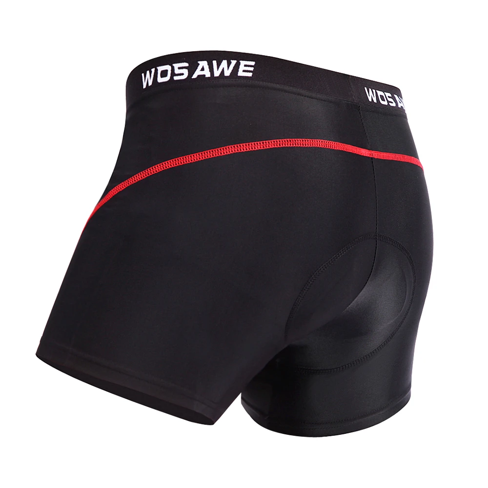 BC177 with red line WOSAWE 3D Padded Cycling Underwear Cycling Shorts Shockproof Road MTB Bike Bicycle Shorts Men Compression Tights Short - Цвет: BC177 with red line
