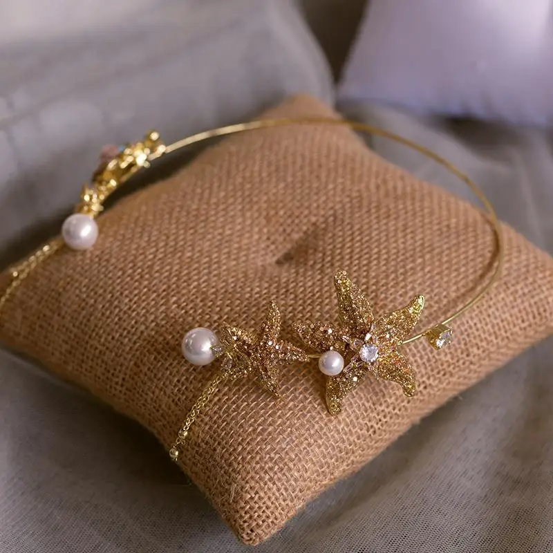 

Gold Headband Headdress Star Hairbands Headpiece Crystal Rhinestones Headwear For Brides Wedding Accessories Bridal Hair Jewelry